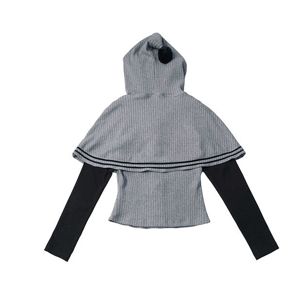 Preppy Toggle-Front Capelet Hoodie