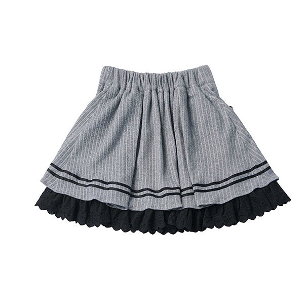 Gray Lace-Up Ruffle Mini Skirt