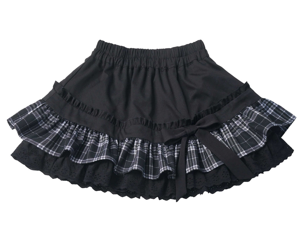 Plaid Bow Ruffle Mini Skirt