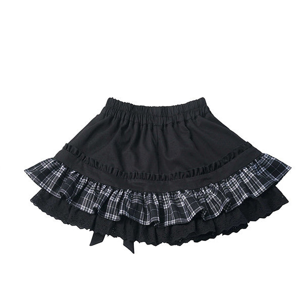 Plaid Bow Ruffle Mini Skirt