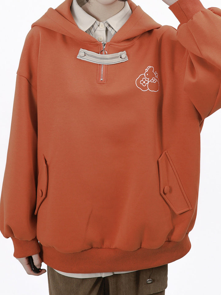 Rust Orange Bunny Graphic Hoodie