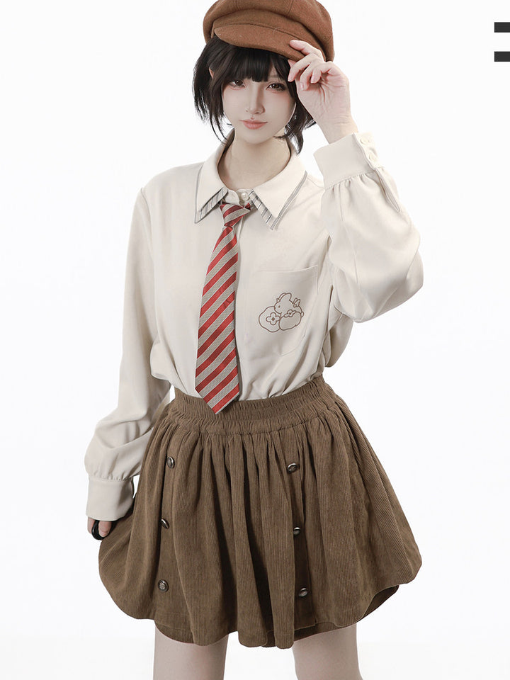 Bunny Graphic Contrast Pocket Shirt