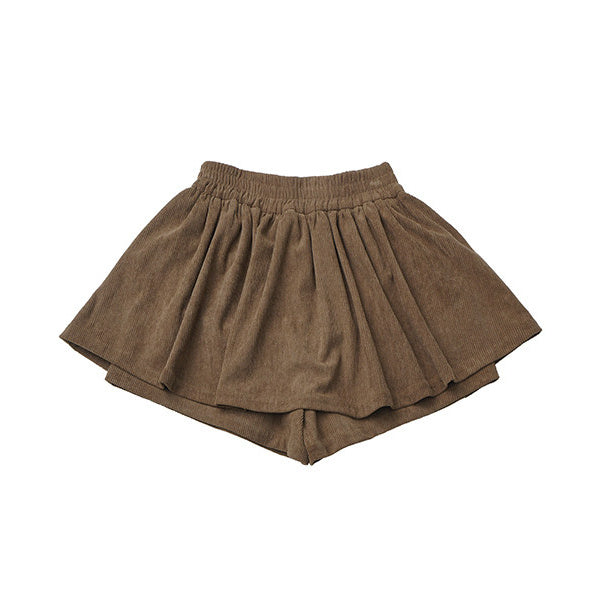 Brown Button Detail Corduroy-Look Skort