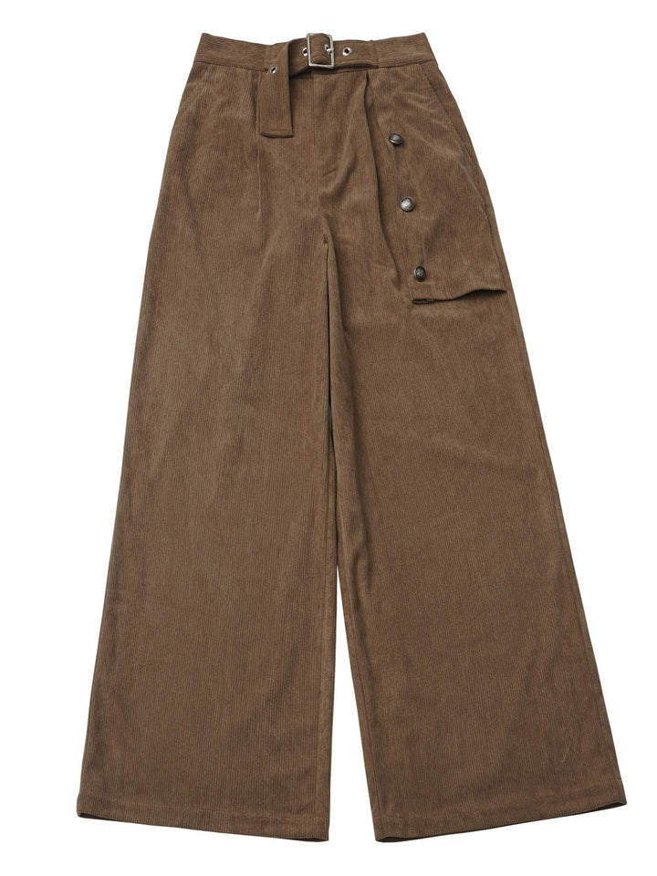 Belted Corduroy Wide Leg Pants