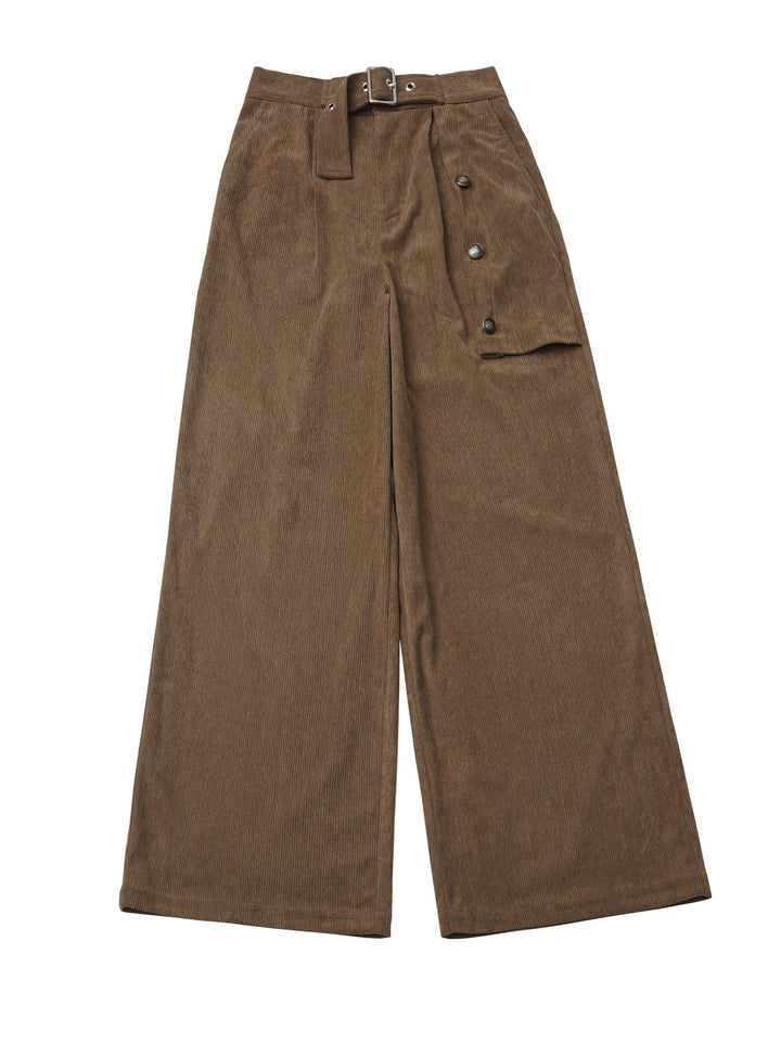 Belted Corduroy Wide Leg Pants