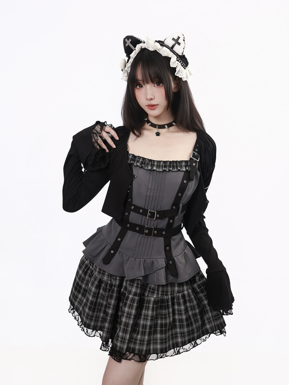 Gothic Chain Detail Cropped Cardigan