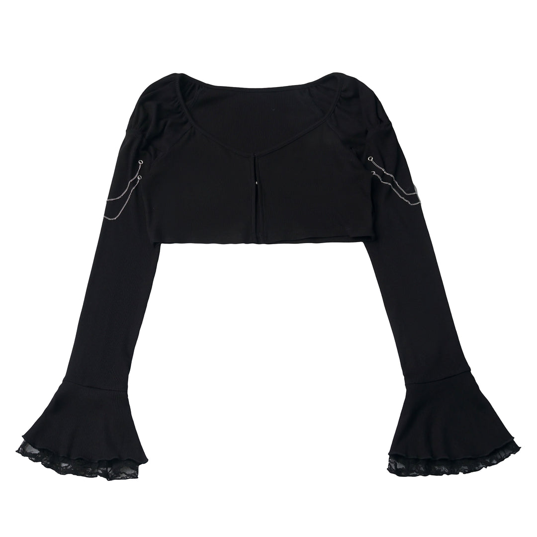 Gothic Chain Detail Cropped Cardigan