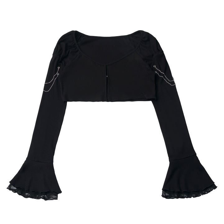 Gothic Chain Detail Cropped Cardigan