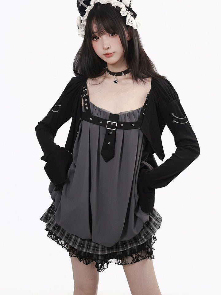Gothic Chain Detail Cropped Cardigan