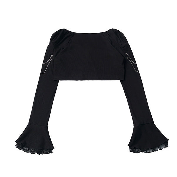 Gothic Chain Detail Cropped Cardigan