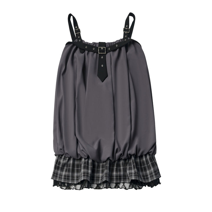 Gothic Buckle Bubble Mini Dress