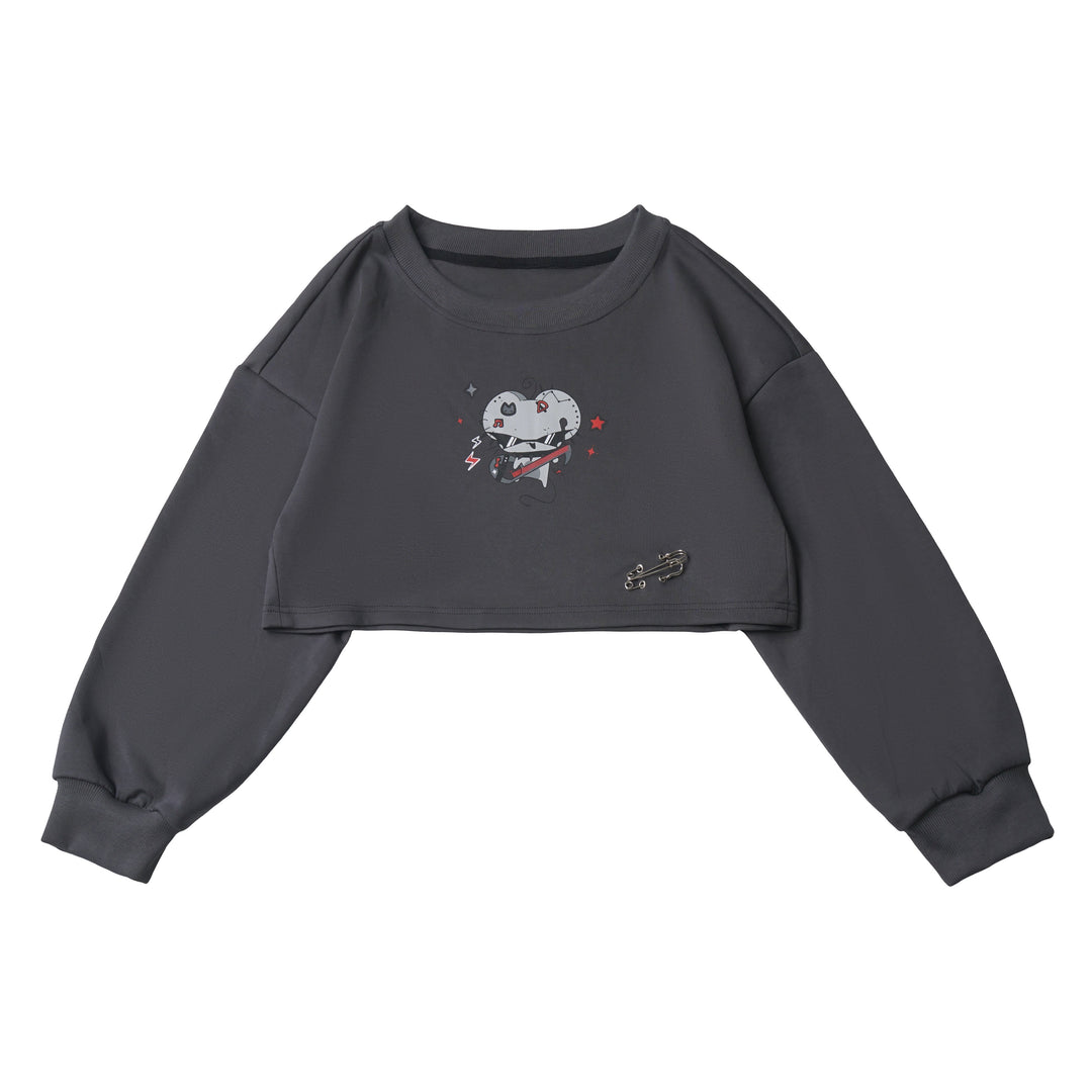 Punk Mouse Graphic Cropped Sweatshirt