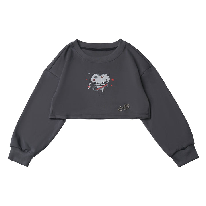 Punk Mouse Graphic Cropped Sweatshirt