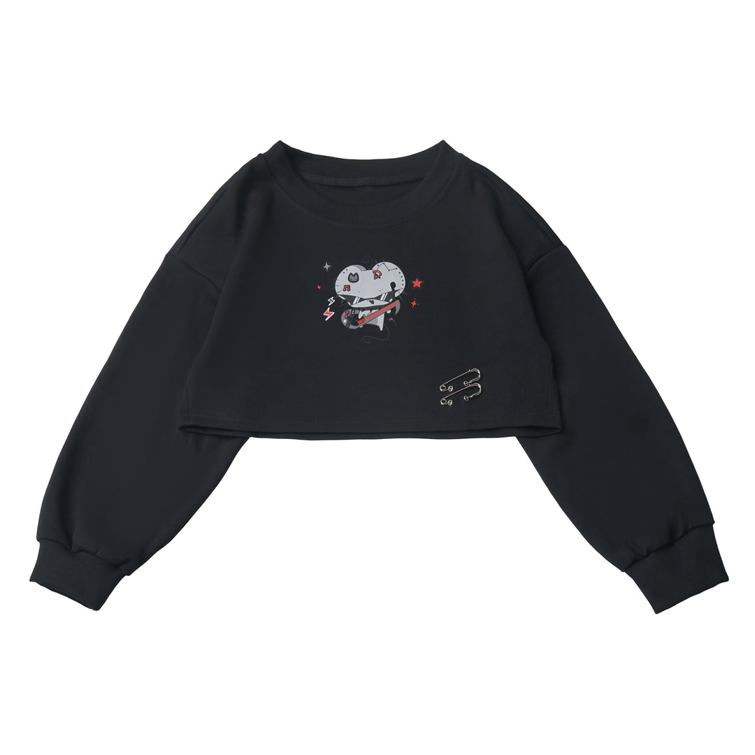 Punk Mouse Graphic Cropped Sweatshirt