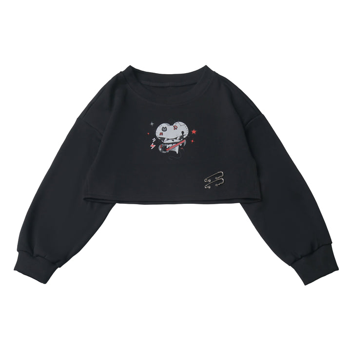 Punk Mouse Graphic Cropped Sweatshirt