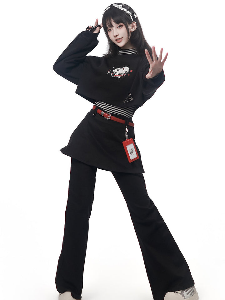 Punk Mouse Graphic Cropped Sweatshirt