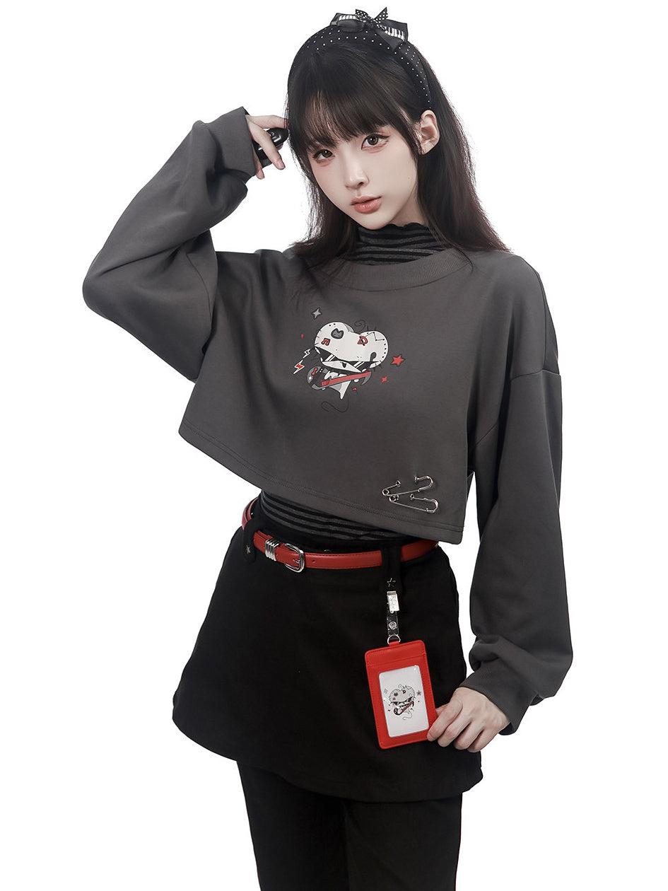 Punk Mouse Graphic Cropped Sweatshirt