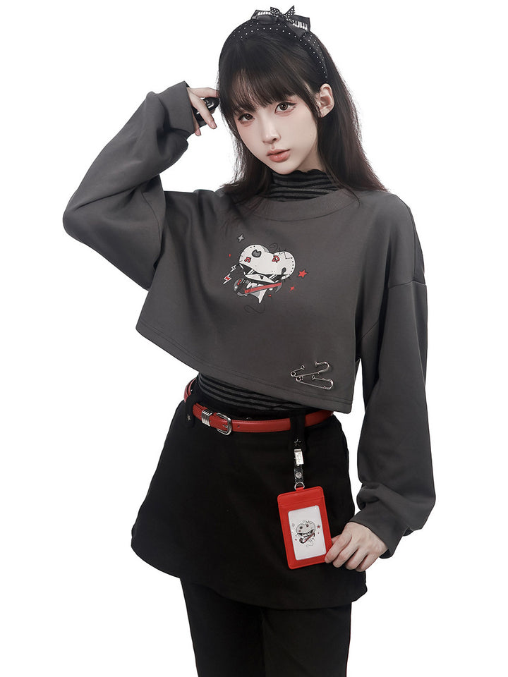 Punk Mouse Graphic Cropped Sweatshirt