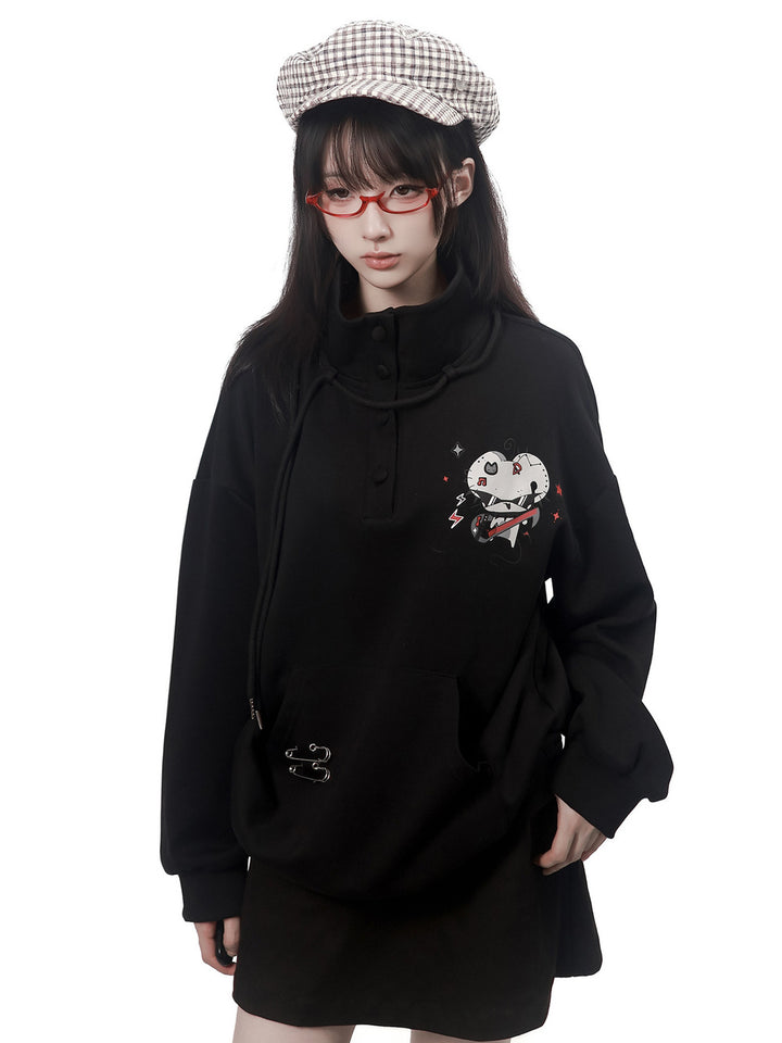 Punk Mouse Graphic Funnel Neck Sweatshirt