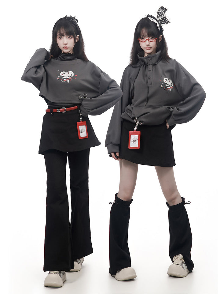 Punk Mouse Graphic Funnel Neck Sweatshirt