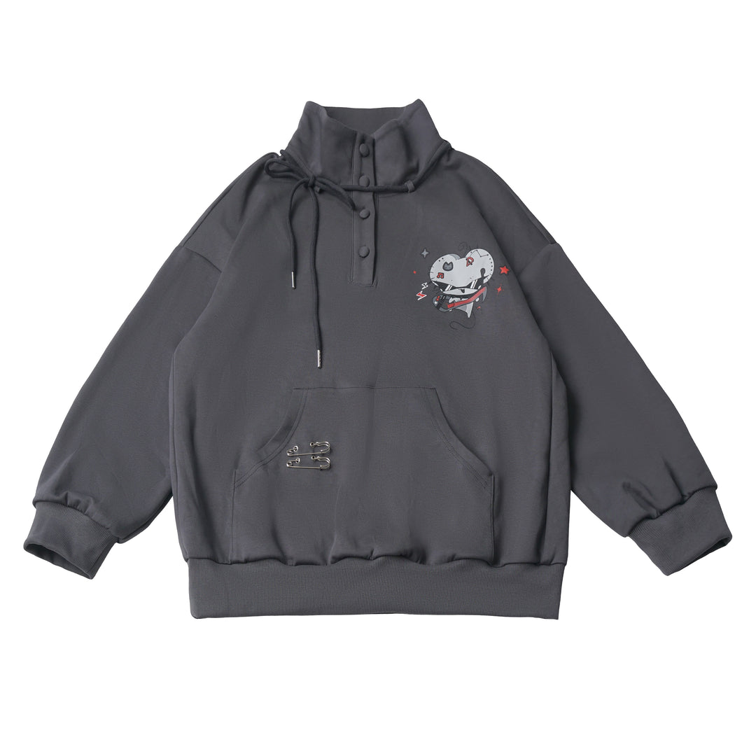 Punk Mouse Graphic Funnel Neck Sweatshirt