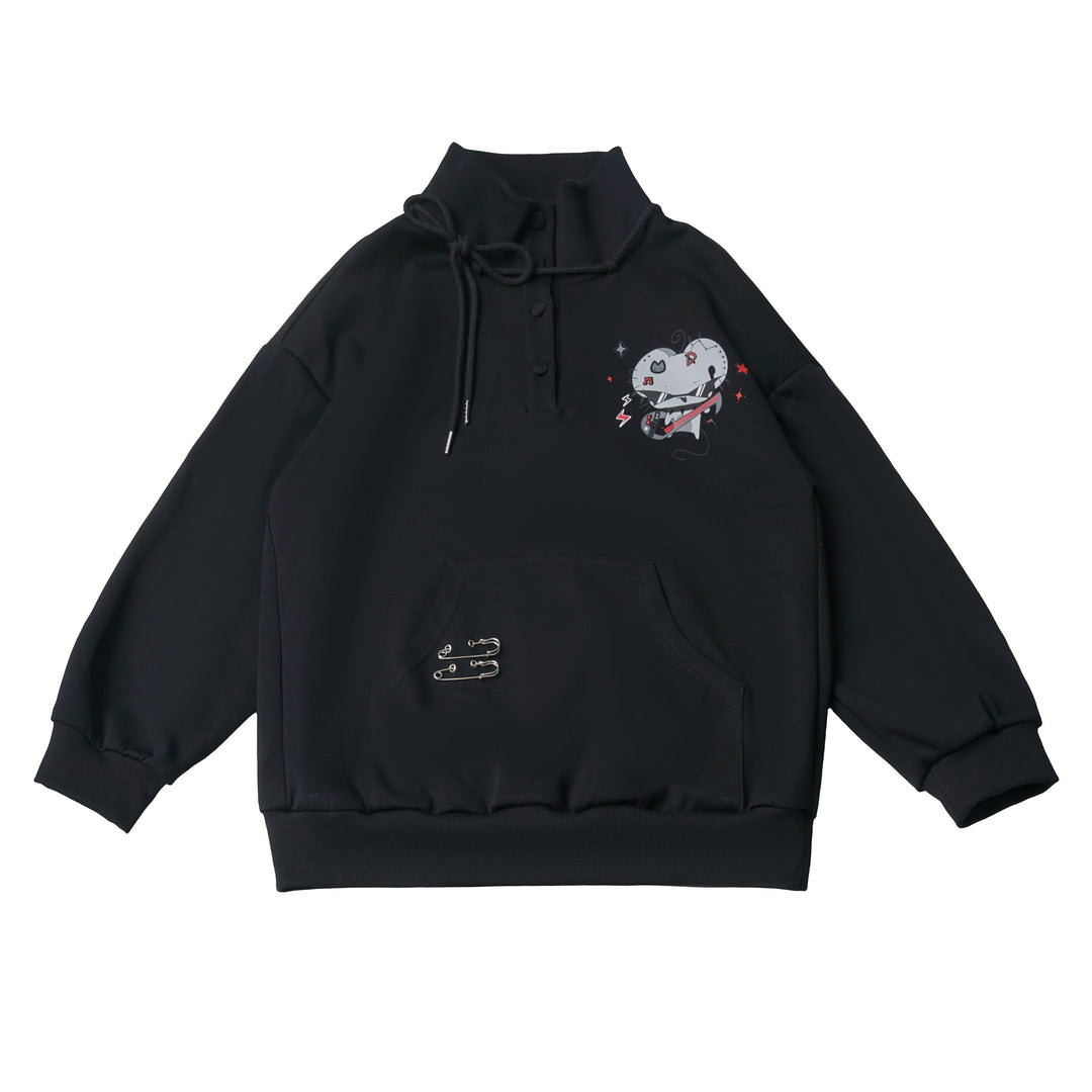 Punk Mouse Graphic Funnel Neck Sweatshirt