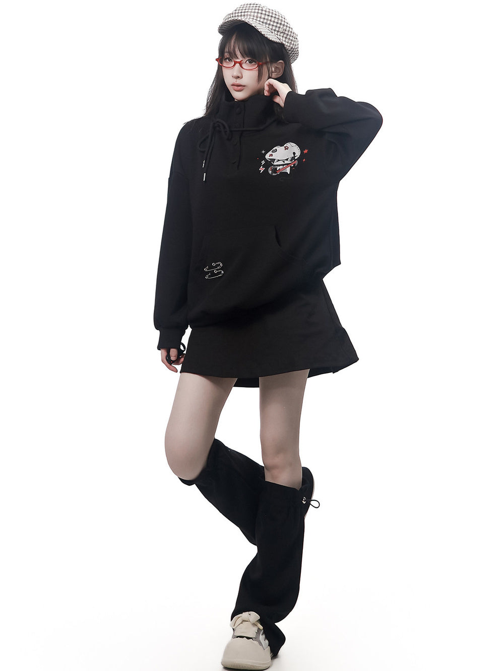 Punk Mouse Graphic Funnel Neck Sweatshirt