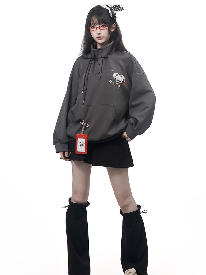 Punk Mouse Graphic Funnel Neck Sweatshirt