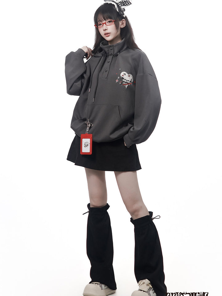 Punk Mouse Graphic Funnel Neck Sweatshirt