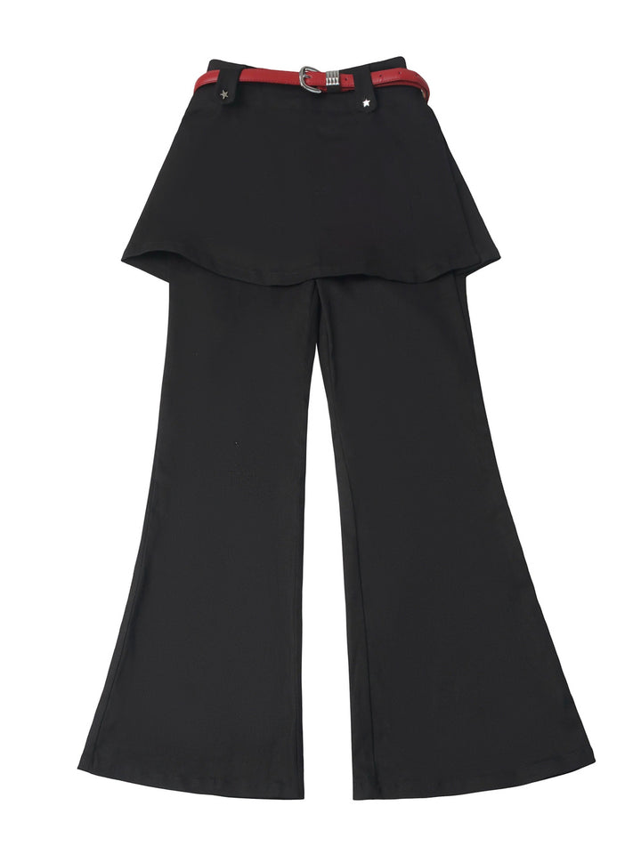 Punk Skirt-Overlay Flare Pants
