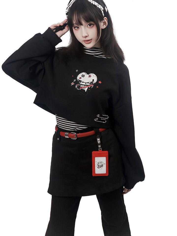 Punk Skirt-Overlay Flare Pants