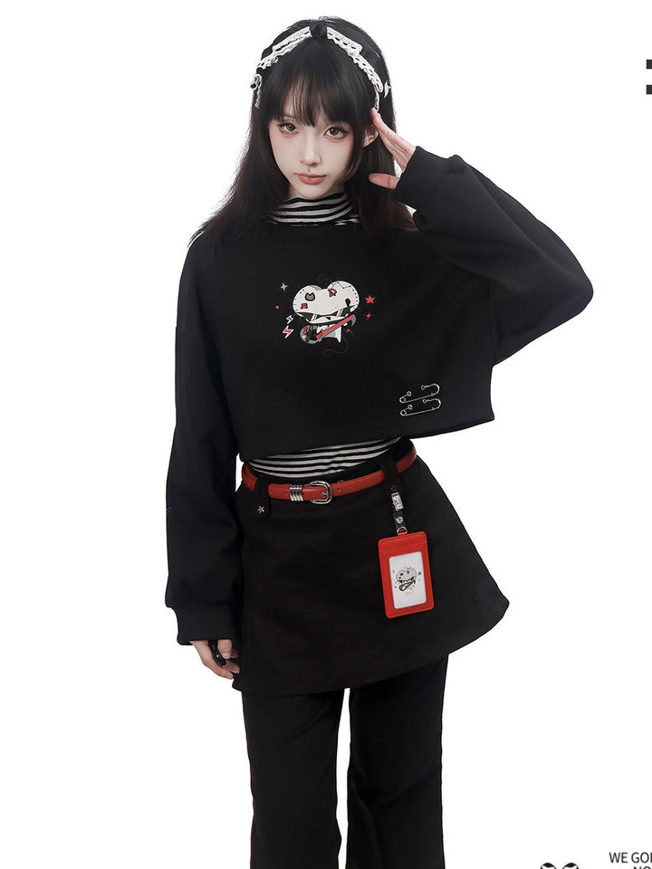 Punk Skirt-Overlay Flare Pants
