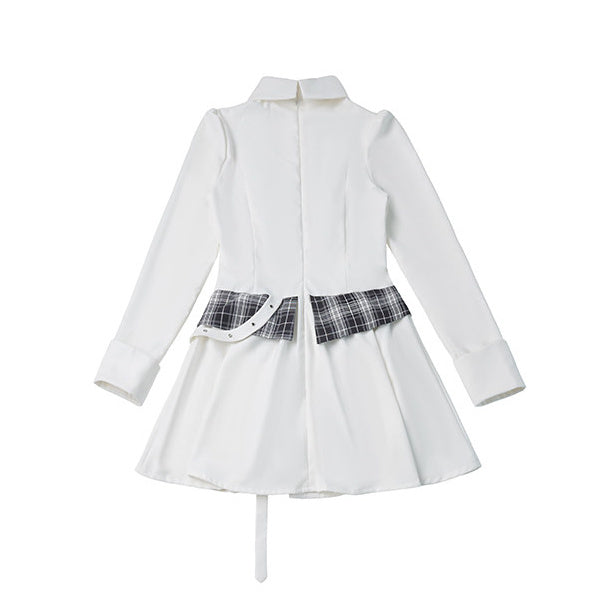 Preppy Plaid Panel Shirt Dress