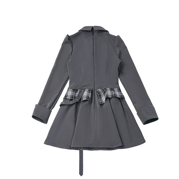 Preppy Buckle Waist Shirt Dress