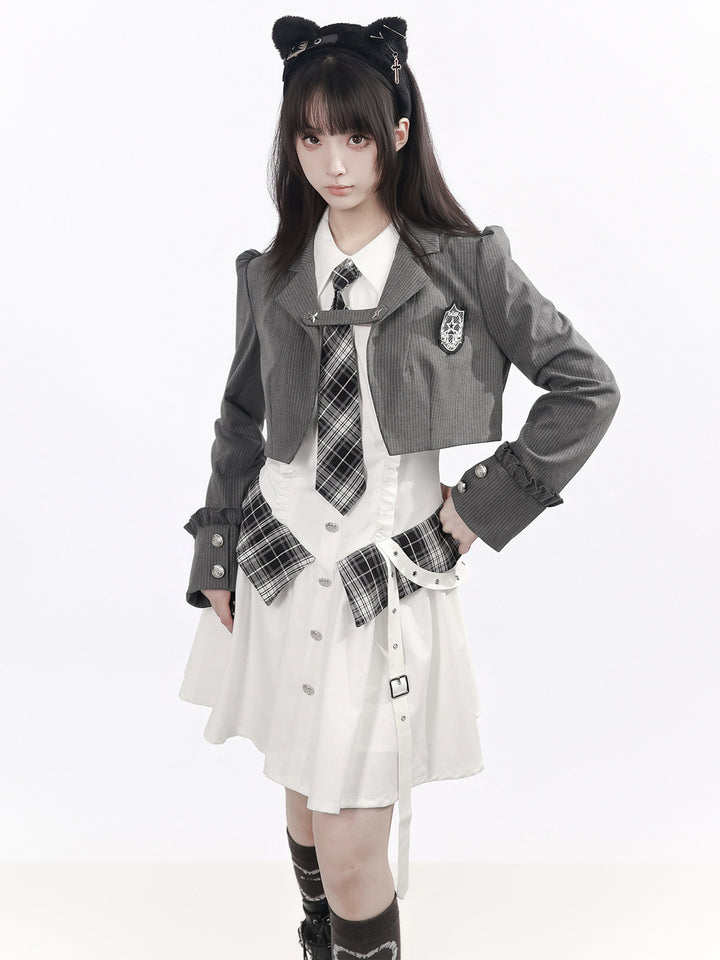 Preppy Pinstripe Cropped Blazer