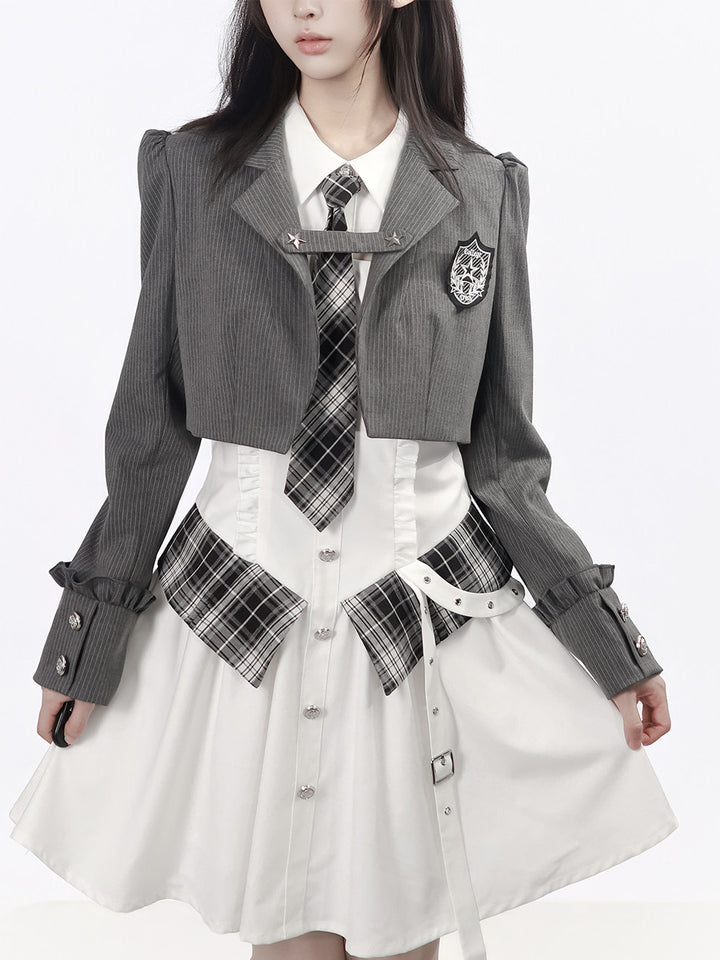 Preppy Pinstripe Cropped Blazer