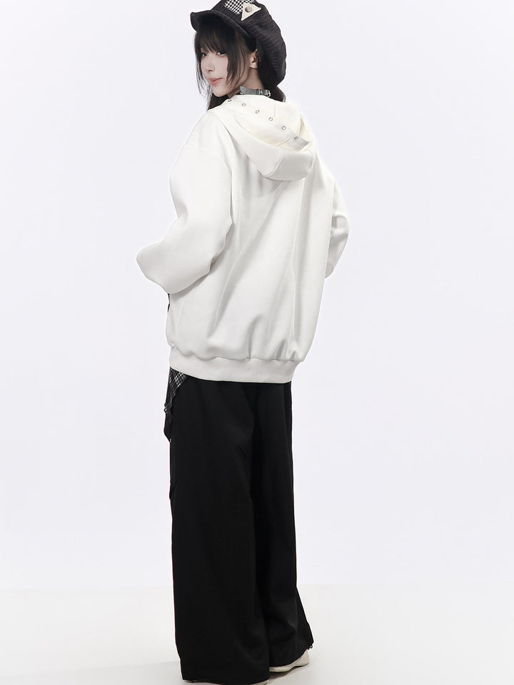 Grunge Plaid Panel Wide Leg Pants