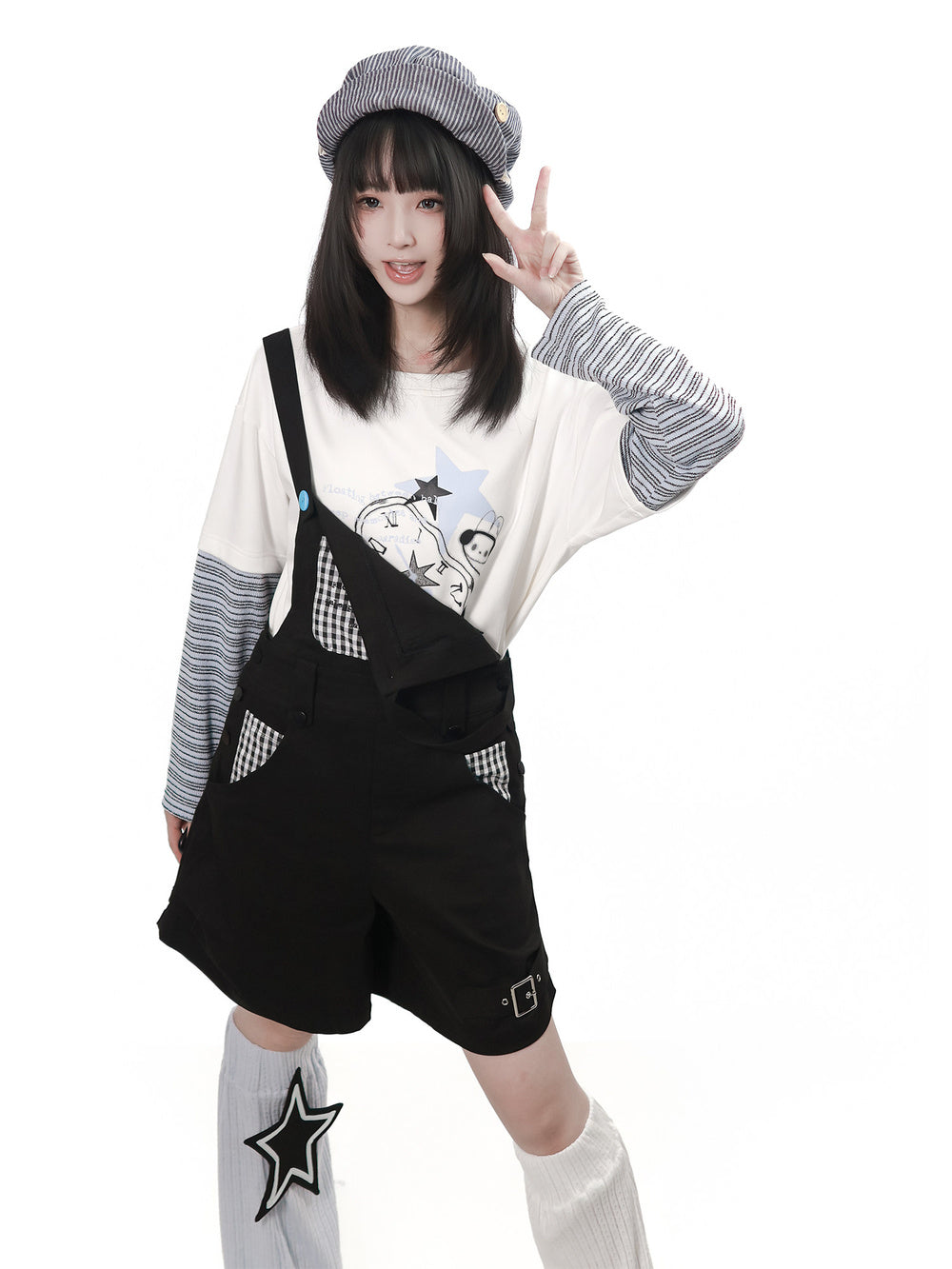 Star Clock Faux-Layered T-Shirt