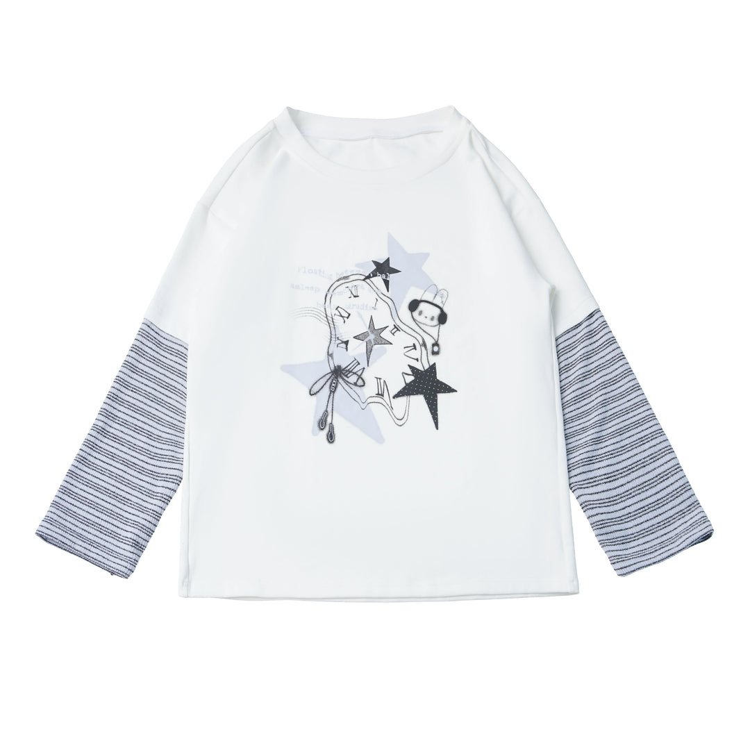 Star Clock Faux-Layered T-Shirt