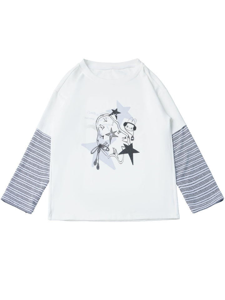 Star Clock Faux-Layered T-Shirt