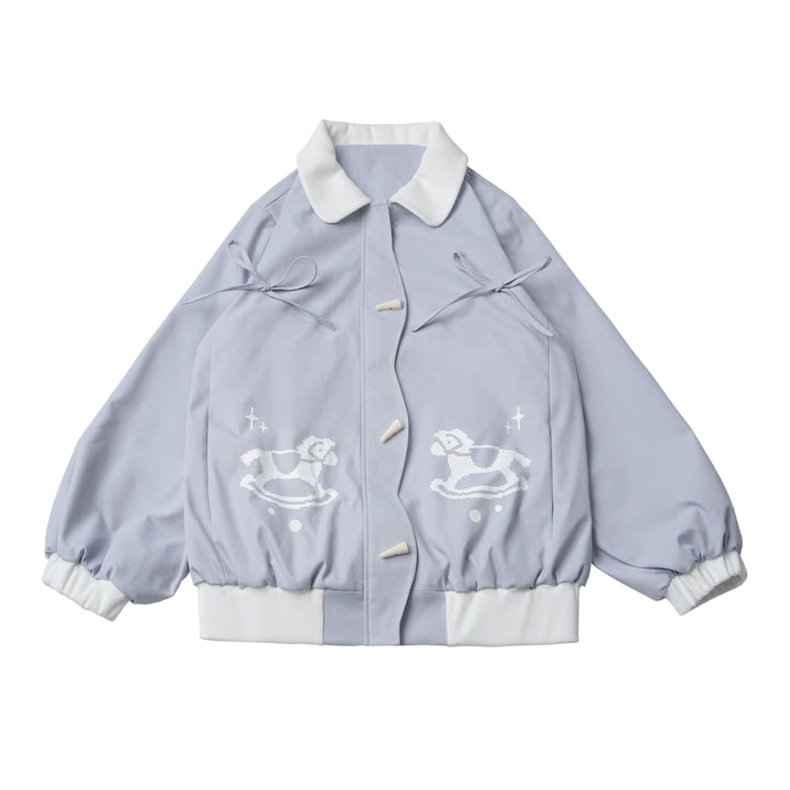 Light Blue Rocking Horse Bomber Jacket