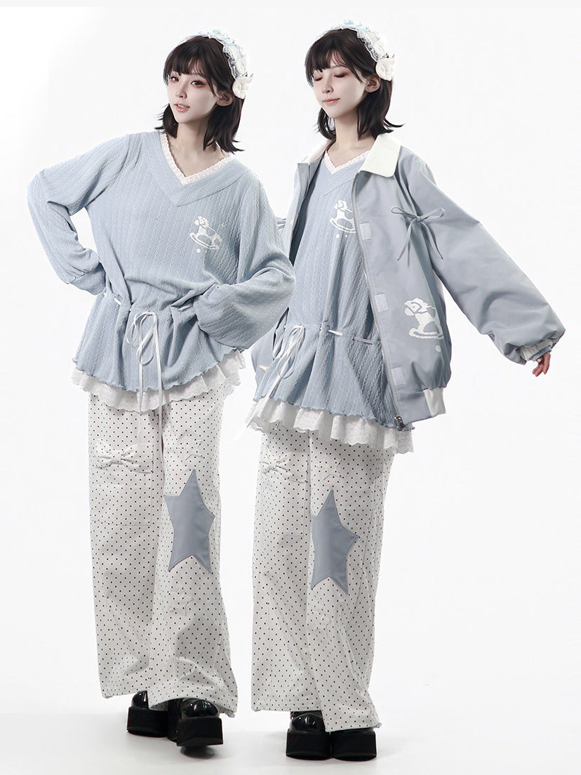 Rocking Horse Lace Trim Hoodie