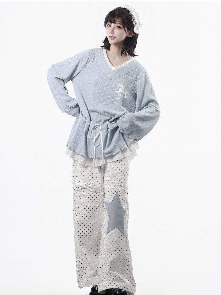 Rocking Horse Lace Trim Hoodie