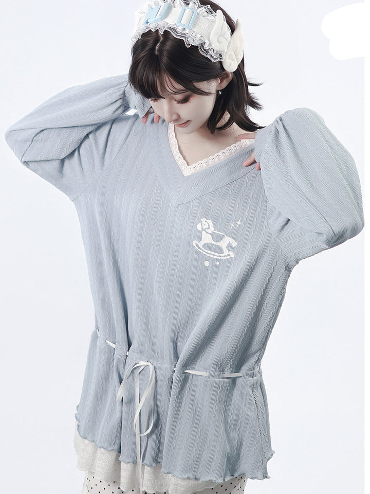 Rocking Horse Lace Trim Hoodie