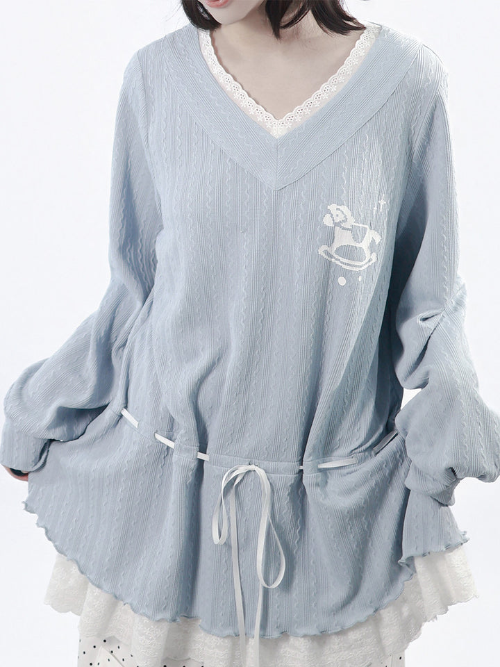 Rocking Horse Lace Trim Hoodie