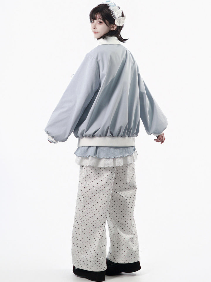 Star Patch Polka Dot Wide Leg Pants