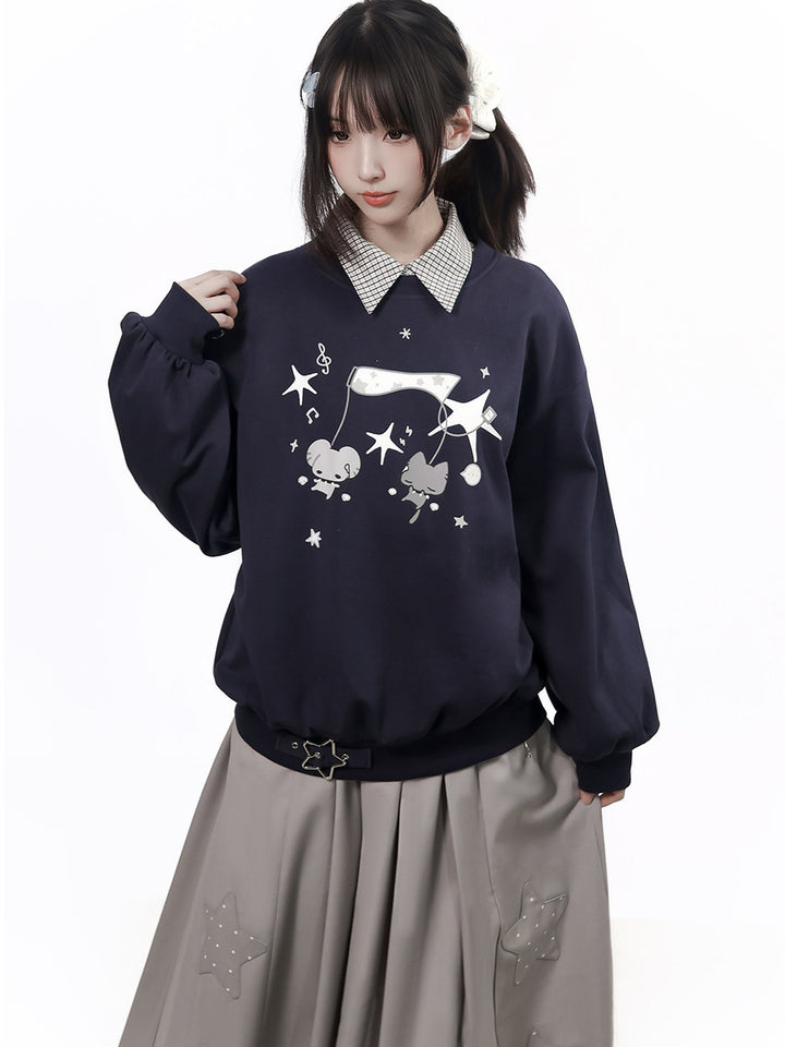 Sailor Collar Mouse Graphic Sweatshirt