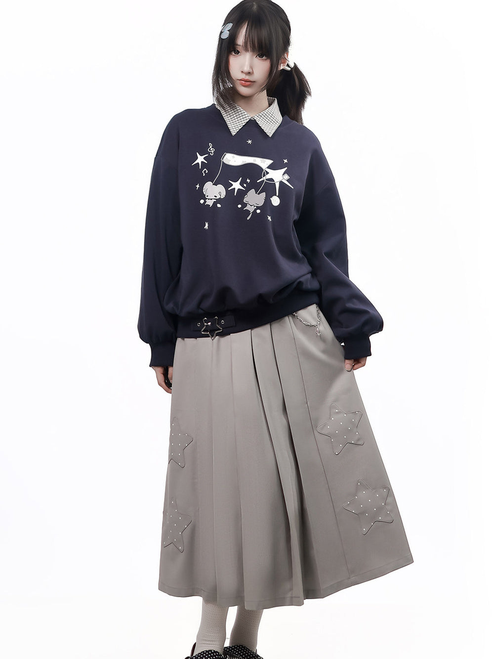 Sailor Collar Mouse Graphic Sweatshirt