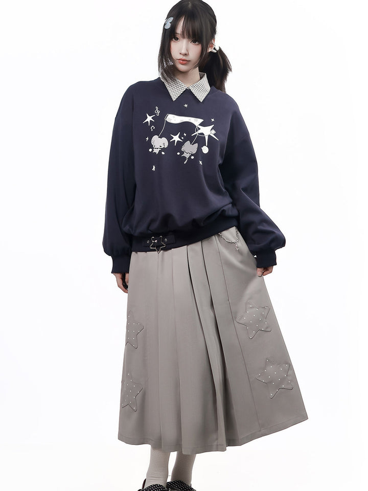 Sailor Collar Mouse Graphic Sweatshirt