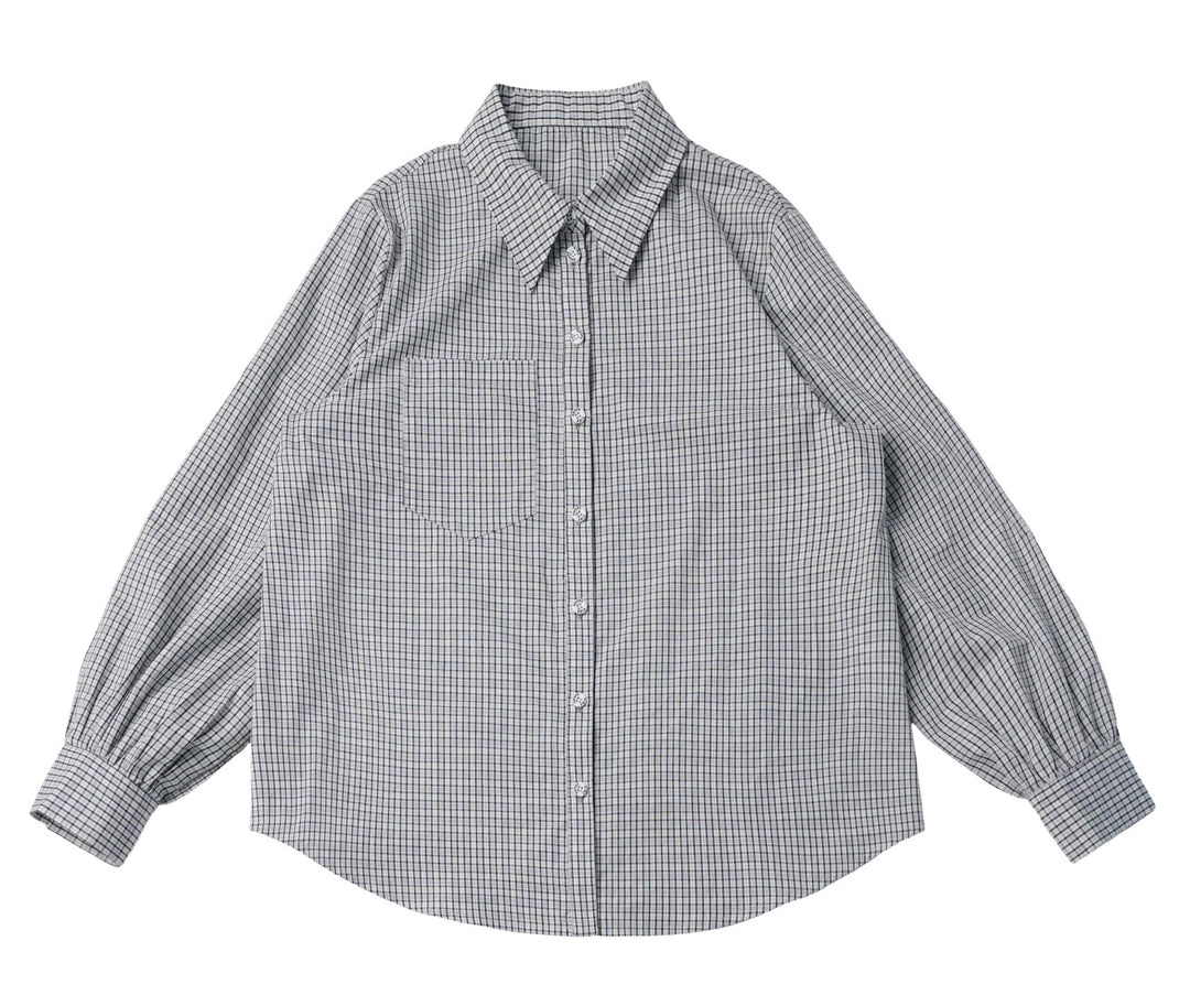 Gray Micro Plaid Button-Up Shirt